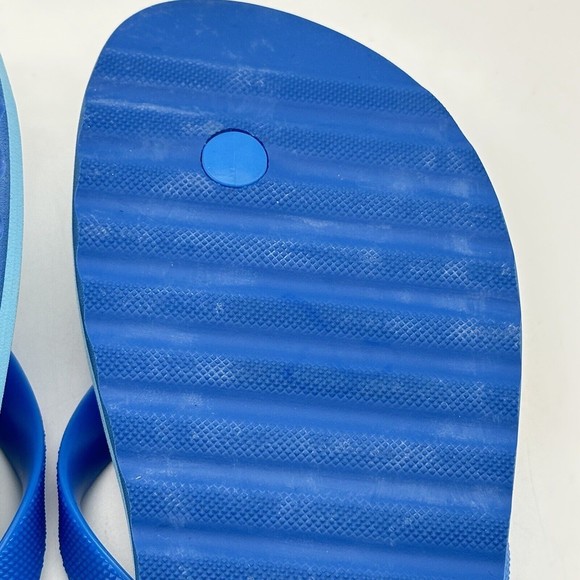 NWOT Coach Logo Zak Beach Thong Flip Flop Sandals Blue/Yellow Women’s Size 6 B - Picture 13 of 16